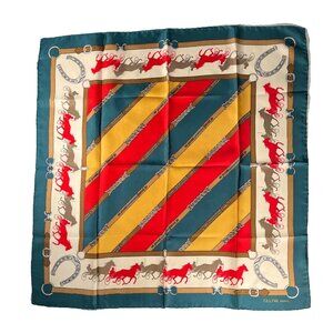 Vintage Céline Paris Silk Scarf – Equestrian Motif